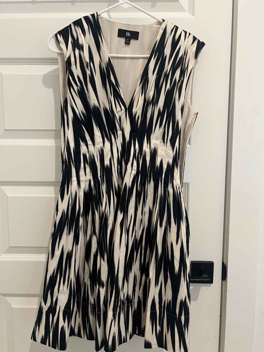 Banana Republic Black and Cream Print Midi Dress